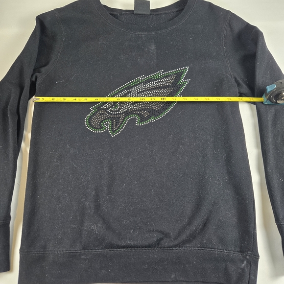 Philadelphia Eagles Rhinestone Sweatshirt Women's Medium NFL Team Apparel Black - Picture 7 of 11